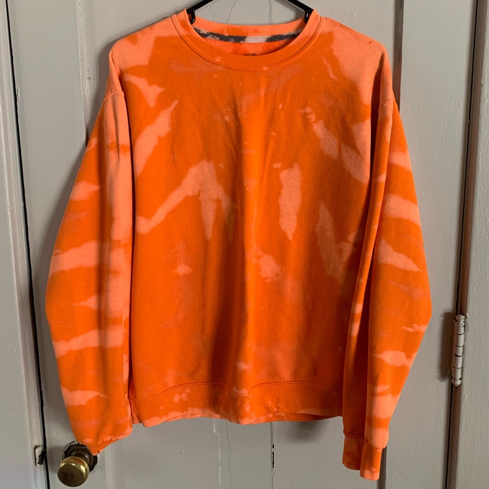 Blaze orange hand bleached crewneck